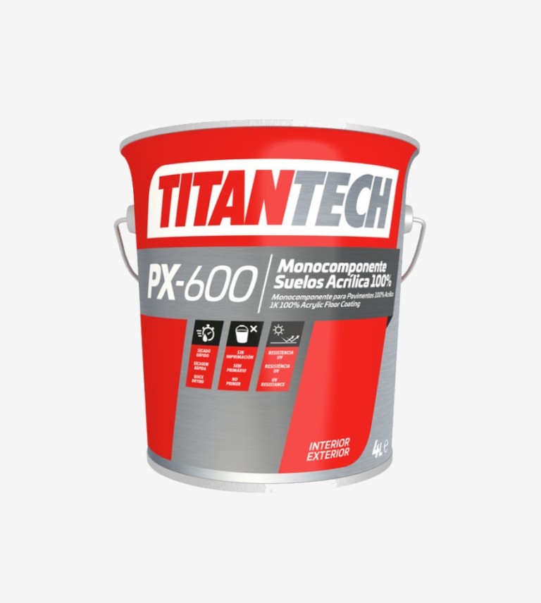 PINTURA PX-600 ACRILICA 100% SUELOS MONOCOMPONENTE BLANCA 4L TITANTECH