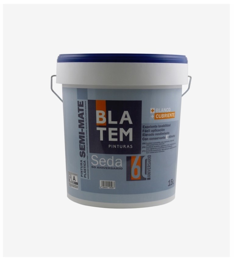 PINTURA PLASTICA VINILICA MATE SEDA 60 ANIVERSARIO BLANCO BLATEM 15L