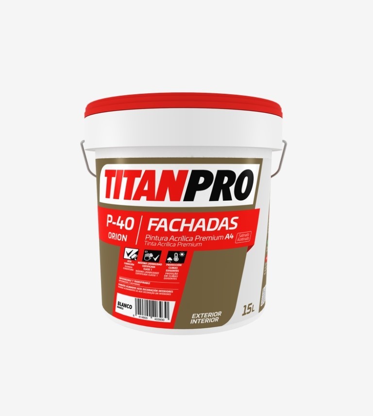 TITANPRO P40 PINTURA ACRILICA ANTIMOHO PREMIUM MATE BLANCO=BB 1L