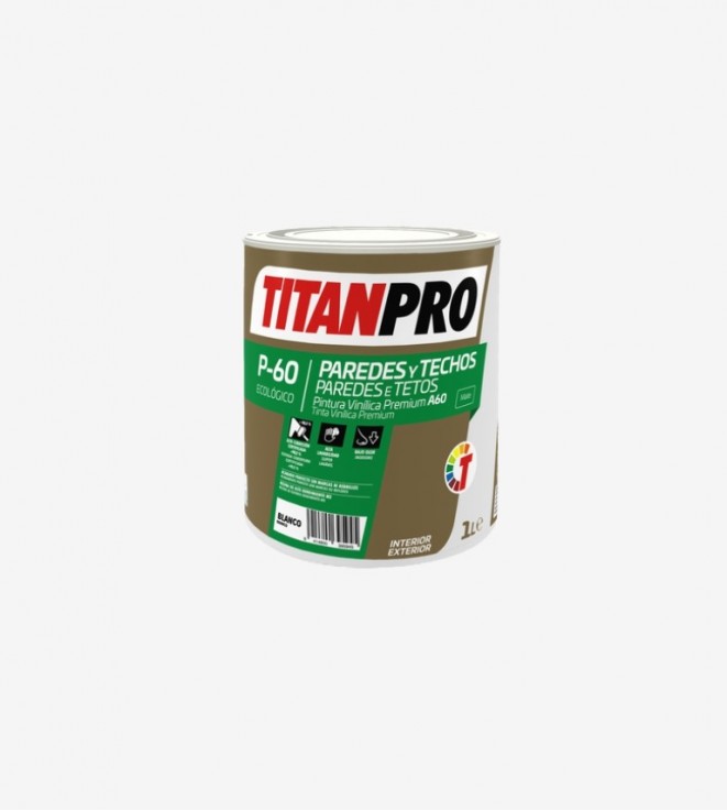 TITANPRO P60 PINTURA PREMIUM MATE SEDOSO BLANCO=BB 1L