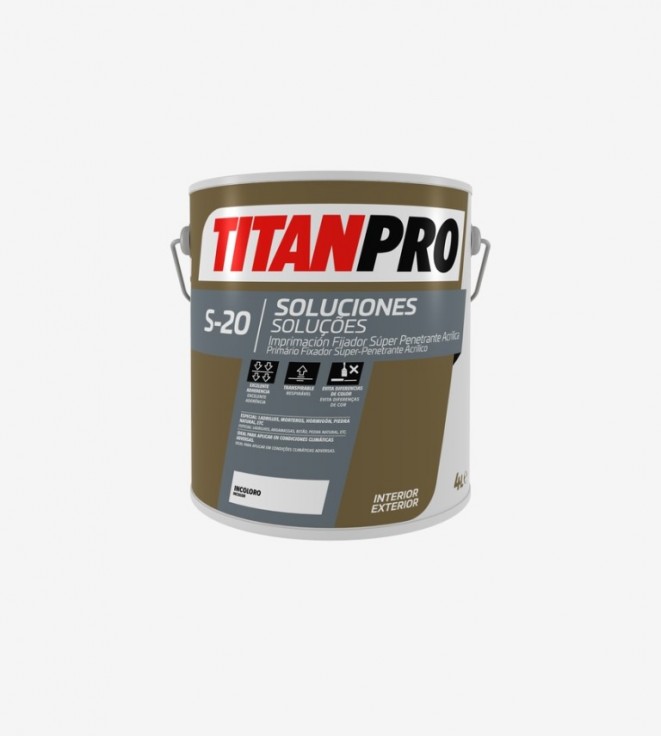 TITANPRO S20 IMPRIMACION FIJADOR PENETRANTE DISOLVENTE INCOLORO 4L