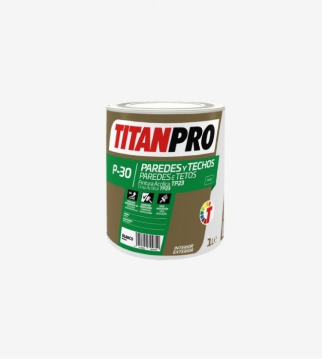 TITANPRO P30 PINTURA ACRILICA ANTIMOHO MATE BLANCO=BB 1L